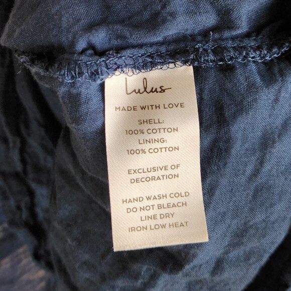 Lulus Navy Blue Swiss Dot Ruffle Lace Trim Short Sleeve Mini Dress sz S - Picture 10 of 11